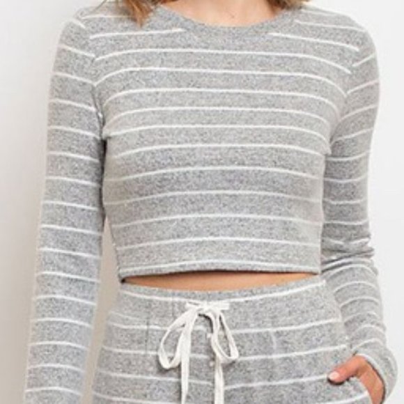 Comfy Gray Striped 2 piece Set - Picture 4 of 4